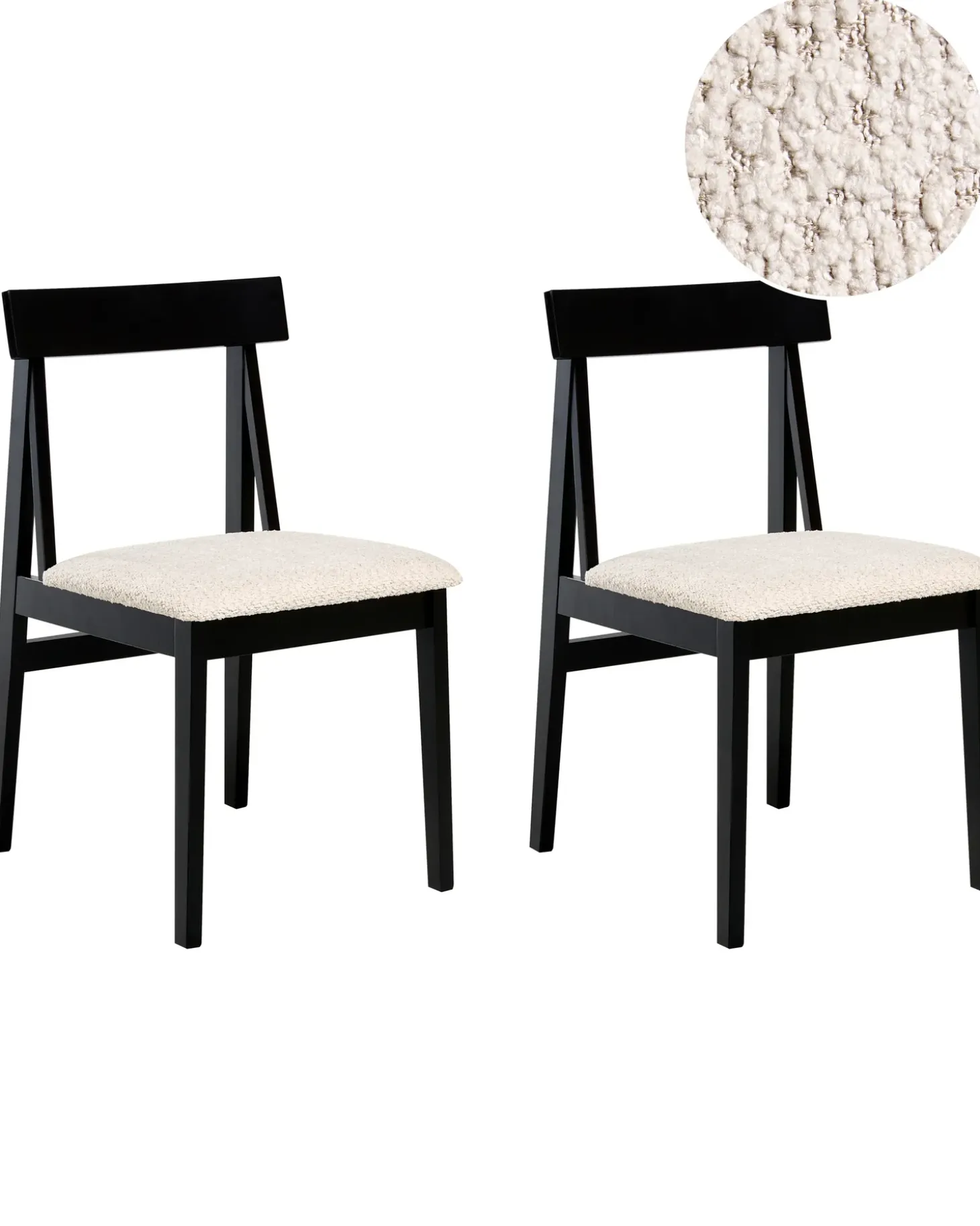 Outlet Zestaw 2 krzeseł do jadalni ISLE Drewno Czarny/ beżowy Wszystkie Krzesła|Krzesła Drewniane