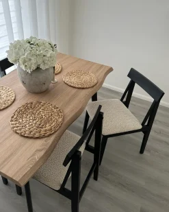 Outlet Zestaw 2 krzeseł do jadalni ISLE Drewno Czarny/ beżowy Wszystkie Krzesła|Krzesła Drewniane
