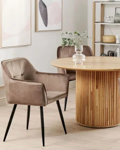 Outlet Zestaw 2 krzeseł do jadalni JASMIN Welur Brązowy Wszystkie Krzesła|Krzesła Tapicerowane