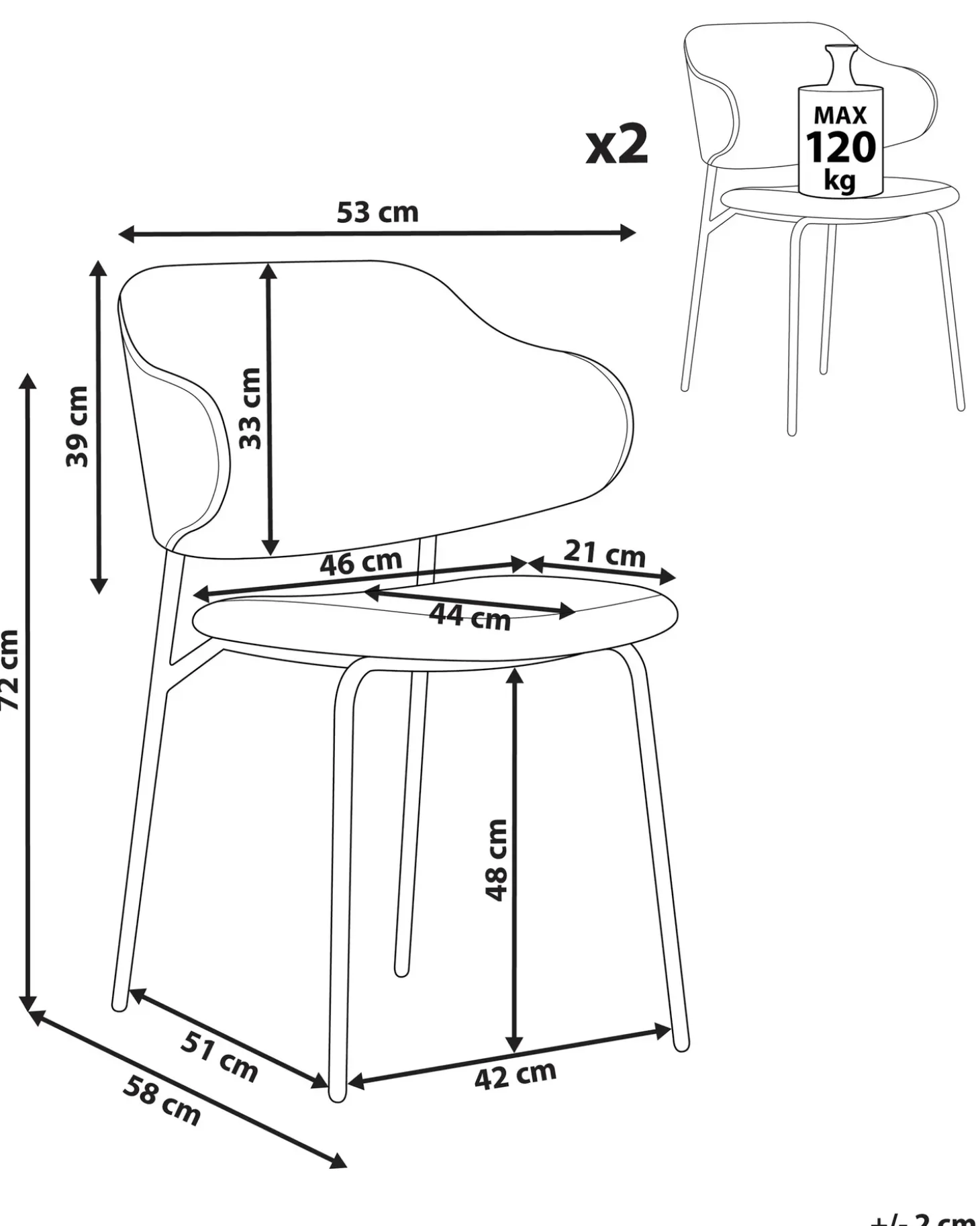 Hot Zestaw 2 krzeseł do jadalni KENAI Jasnobeżowy Wszystkie Krzesła|Krzesła Tapicerowane