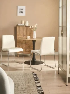 Discount Zestaw 2 krzeseł do jadalni KIRON Ekoskóra Biały Wszystkie Krzesła|Krzesła Do Jadalni