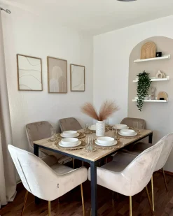 Discount Zestaw 2 krzeseł do jadalni LOVERNA Welur Beżowy Wszystkie Krzesła|Krzesła Tapicerowane