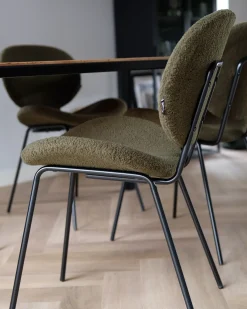 Discount Zestaw 2 krzeseł do jadalni LUANA Boucle Ciemnozielony Wszystkie Krzesła|Krzesła Tapicerowane