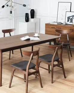 Discount Zestaw 2 krzeseł do jadalni LYNN Drewno Ciemny brąz/ szary Wszystkie Krzesła|Krzesła Drewniane