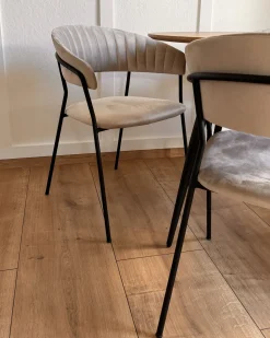 Clearance Zestaw 2 krzeseł do jadalni MARIPOSA Welur Beżowoszary Wszystkie Krzesła|Krzesła Tapicerowane