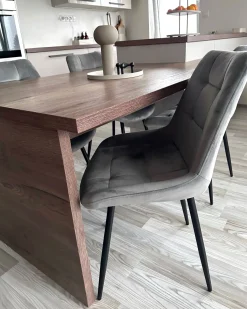 Clearance Zestaw 2 krzeseł do jadalni MELROSE Welur Jasnoszary Wszystkie Krzesła|Krzesła Tapicerowane