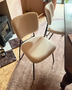 Outlet Zestaw 2 krzeseł do jadalni NELKO Boucle Złamana biel Wszystkie Krzesła|Krzesła Tapicerowane