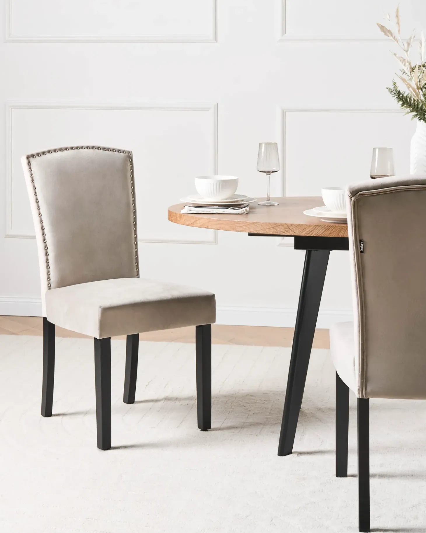 Clearance Zestaw 2 krzeseł do jadalni PISECO Welur Szary Wszystkie Krzesła|Krzesła Tapicerowane