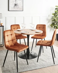 Outlet Zestaw 4 krzeseł do jadalni POWELL Welur Pomarańczowy Wszystkie Krzesła|Krzesła Tapicerowane