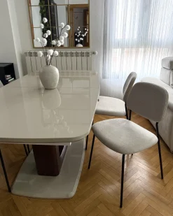 Online Zestaw 4 krzeseł do jadalni RILEY Jasnobeżowy Wszystkie Krzesła|Krzesła Tapicerowane