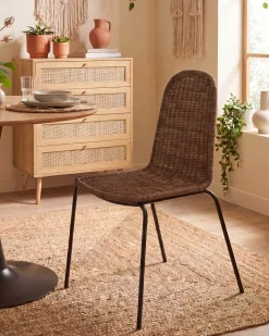 Clearance Zestaw 2 krzeseł do jadalni ROXTON Rattan Ciemnobrązowy Wszystkie Krzesła|Krzesła Do Jadalni