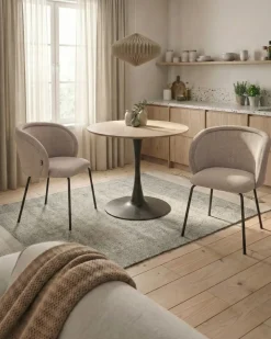 Discount Zestaw 2 krzeseł do jadalni SARASOTA Beżowoszary Wszystkie Krzesła|Krzesła Tapicerowane