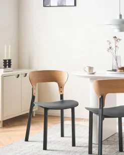 Clearance Zestaw 2 krzeseł do jadalni WALDEN Czarny Wszystkie Krzesła|Krzesła Drewniane