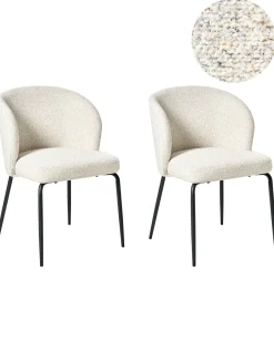 Outlet Zestaw 2 krzeseł do jadalni ZANA Boucle Jasnobeżowy Wszystkie Krzesła|Krzesła Tapicerowane