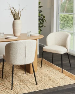 Outlet Zestaw 2 krzeseł do jadalni ZANA Boucle Jasnobeżowy Wszystkie Krzesła|Krzesła Tapicerowane