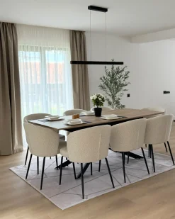 Outlet Zestaw 2 krzeseł do jadalni ZANA Boucle Jasnobeżowy Wszystkie Krzesła|Krzesła Tapicerowane