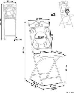 Zestaw 2 krzeseł ogrodowych CARPINO Metal Czarny