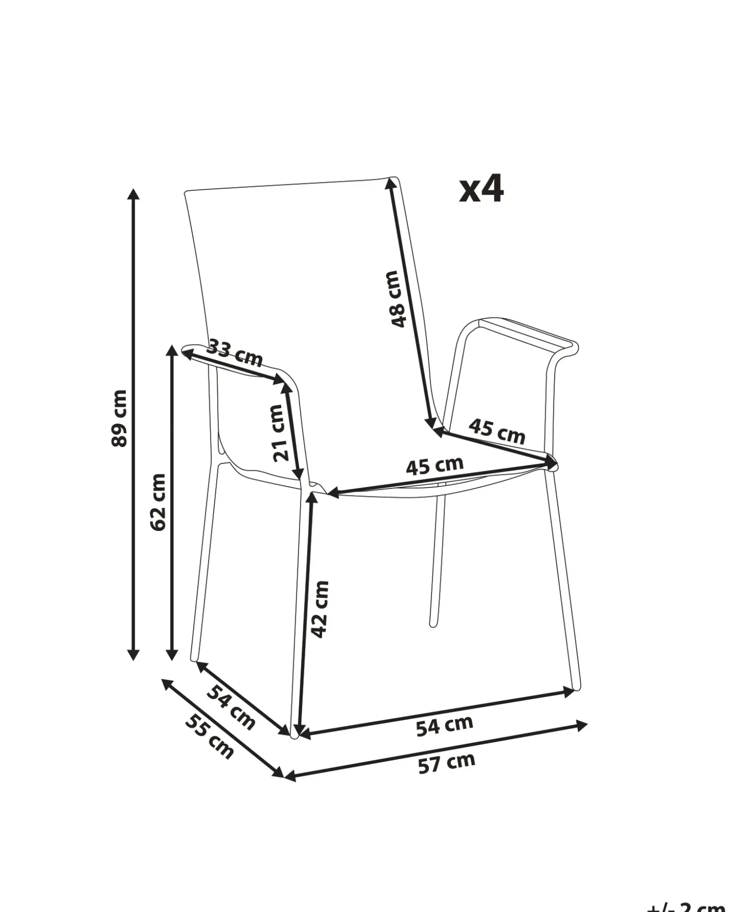 Zestaw 4 krzeseł ogrodowych CARAVINO Metal Jasnobeżowy