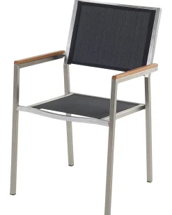 Zestaw 4 krzeseł ogrodowych GROSSETO Stal nierdzewna Czarny