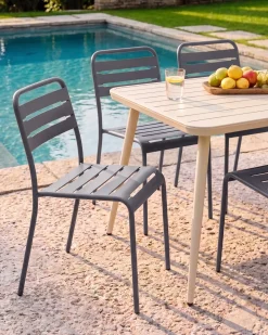 Zestaw 2 krzeseł ogrodowych LEFKADA Metal Ciemnoszary