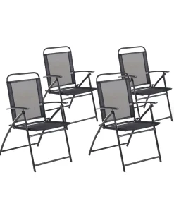 Zestaw 4 krzeseł ogrodowych LIVO Metal Czarny