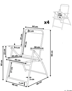Zestaw 4 krzeseł ogrodowych LIVO Metal Czarny