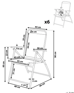 Zestaw 6 krzeseł ogrodowych LIVO Metal Czarny