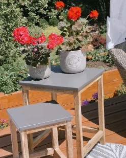 Zestaw 2 krzeseł ogrodowych OSTUNI Beton Szary