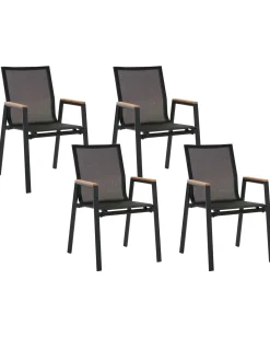 Zestaw 4 krzeseł ogrodowych TIANO Metal Czarny