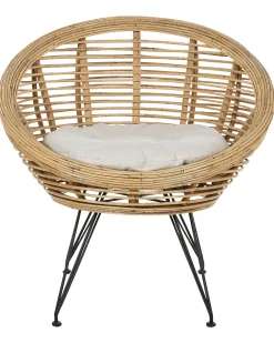 Zestaw 2 krzeseł ogrodowych z poduszkami MARATEA Rattan Naturalny