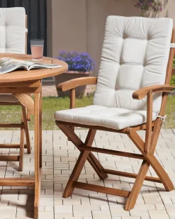 Zestaw 2 krzeseł ogrodowych z poduszkami MAUI PREMIUM Drewno akacjowe Jasnobeżowy
