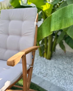 Zestaw 2 krzeseł ogrodowych z poduszkami MAUI PREMIUM Drewno akacjowe Beżowoszary