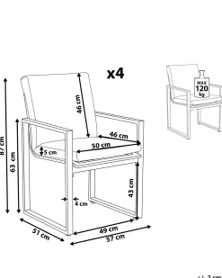 Zestaw 4 krzeseł ogrodowych z poduszkami PANCOLE Szary