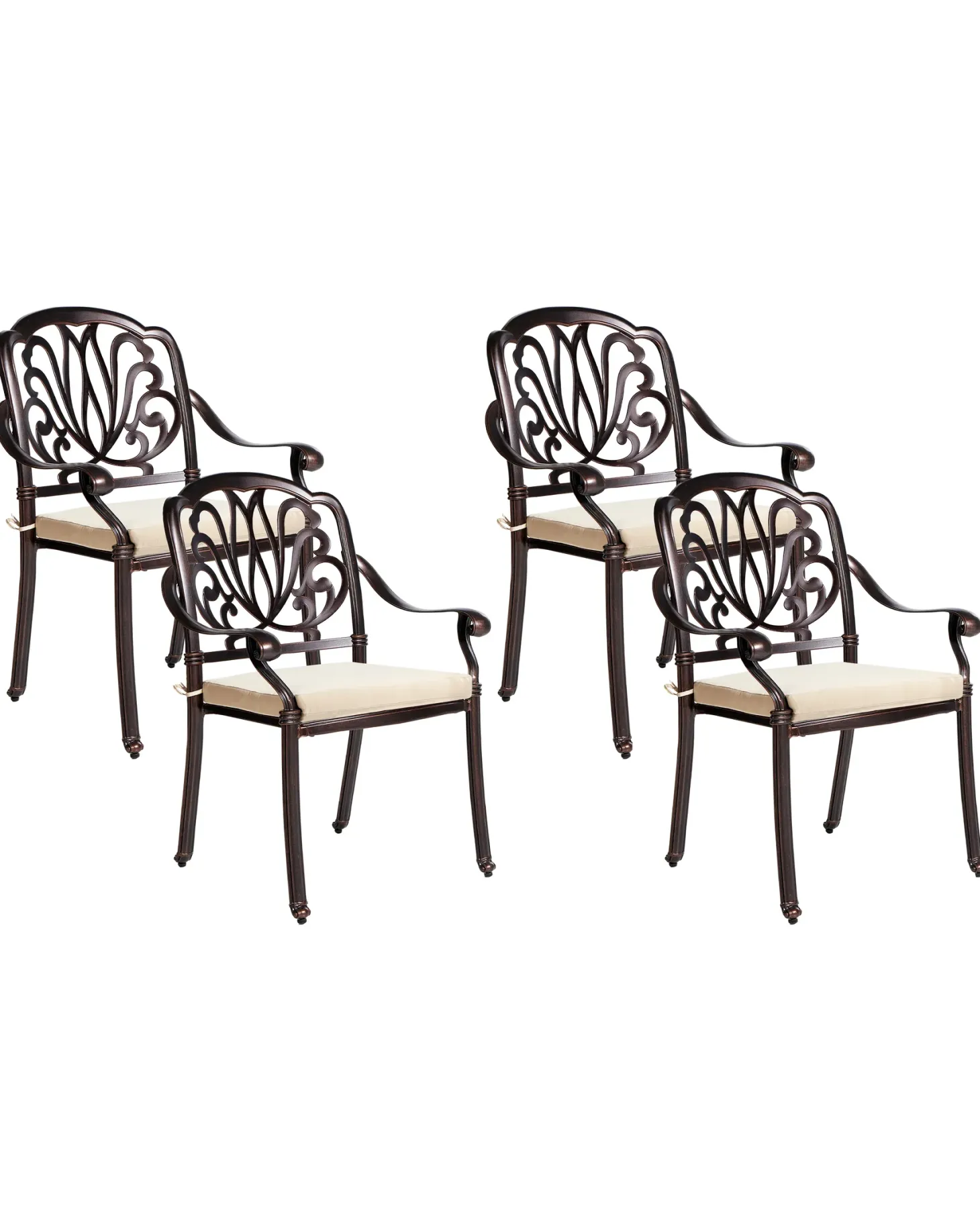 Zestaw 4 krzeseł ogrodowych z poduszkami ANCONA Metal Ciemnobrązowy