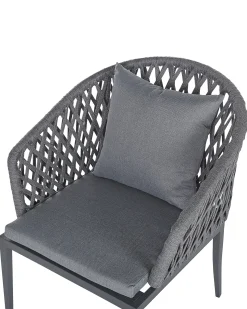 Zestaw 2 krzeseł ogrodowych z poduszkami LIPARI Metal Szary