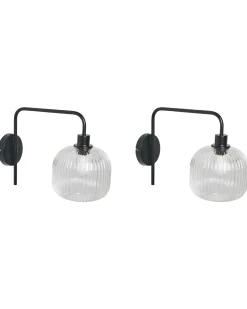 Zestaw 2 lamp ściennych COMAPALA Czarny Metal