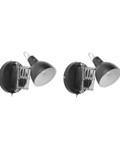 Zestaw 2 lamp ściennych HARRINGTON Czarny Metal Regulowana