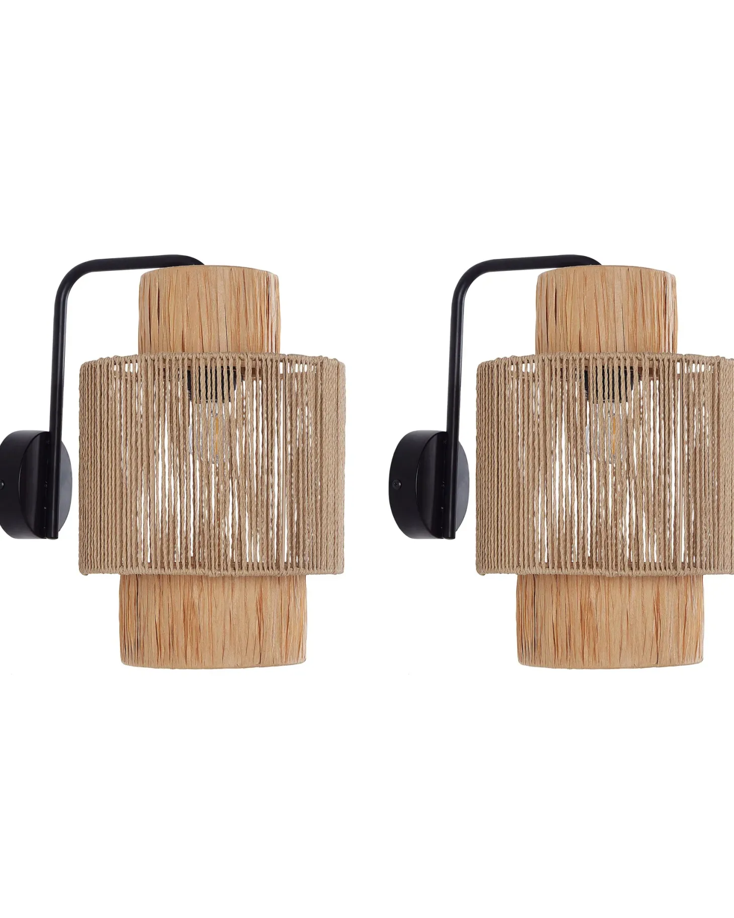 Zestaw 2 lamp ściennych JAMMA Naturalny Papierowa plecionka