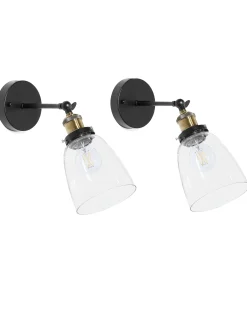 Zestaw 2 lamp ściennych LOVAT Przezroczysty Czarny Metal Regulowana