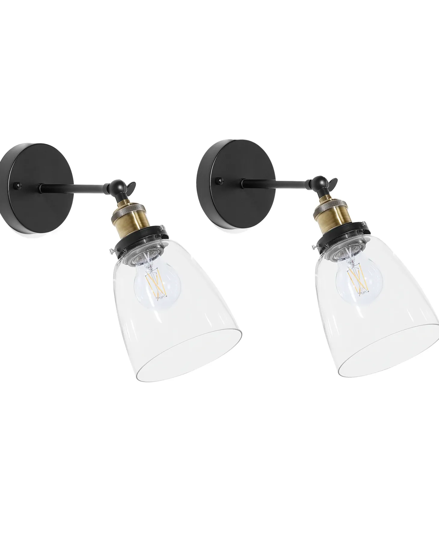 Zestaw 2 lamp ściennych LOVAT Przezroczysty Czarny Metal Regulowana