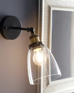 Zestaw 2 lamp ściennych LOVAT Przezroczysty Czarny Metal Regulowana