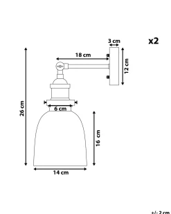 Zestaw 2 lamp ściennych LOVAT Przezroczysty Czarny Metal Regulowana