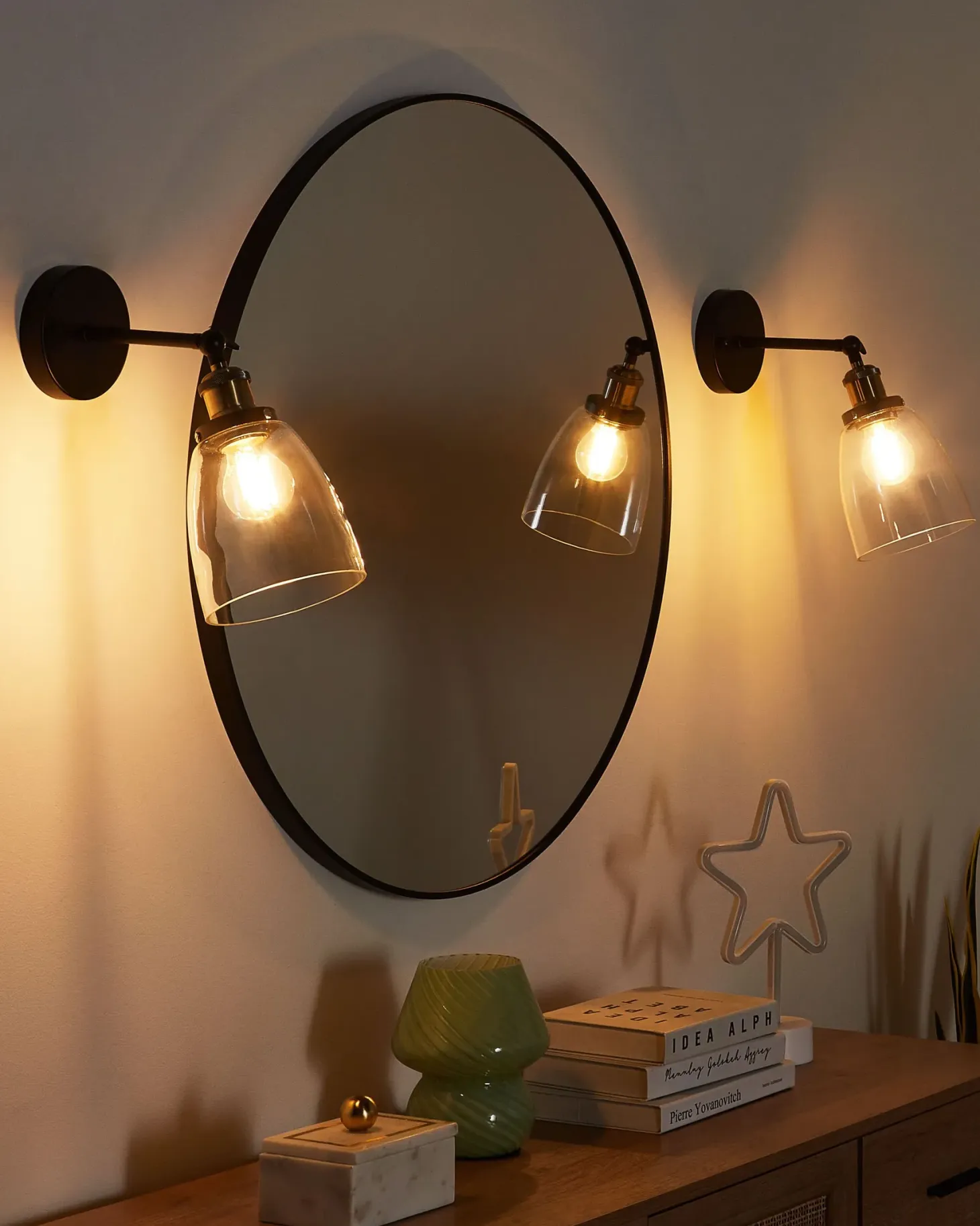 Zestaw 2 lamp ściennych LOVAT Przezroczysty Czarny Metal Regulowana