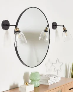 Zestaw 2 lamp ściennych LOVAT Przezroczysty Czarny Metal Regulowana