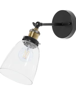 Zestaw 2 lamp ściennych LOVAT Przezroczysty Czarny Metal Regulowana