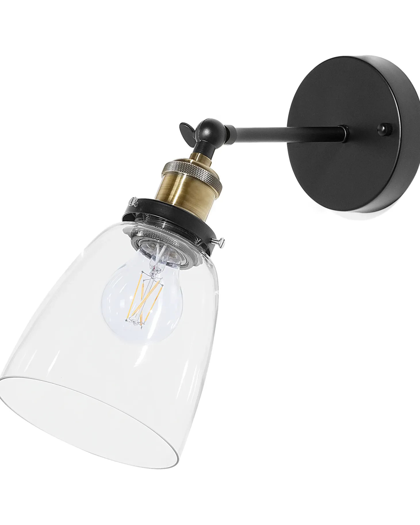 Zestaw 2 lamp ściennych LOVAT Przezroczysty Czarny Metal Regulowana