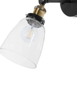 Zestaw 2 lamp ściennych LOVAT Przezroczysty Czarny Metal Regulowana