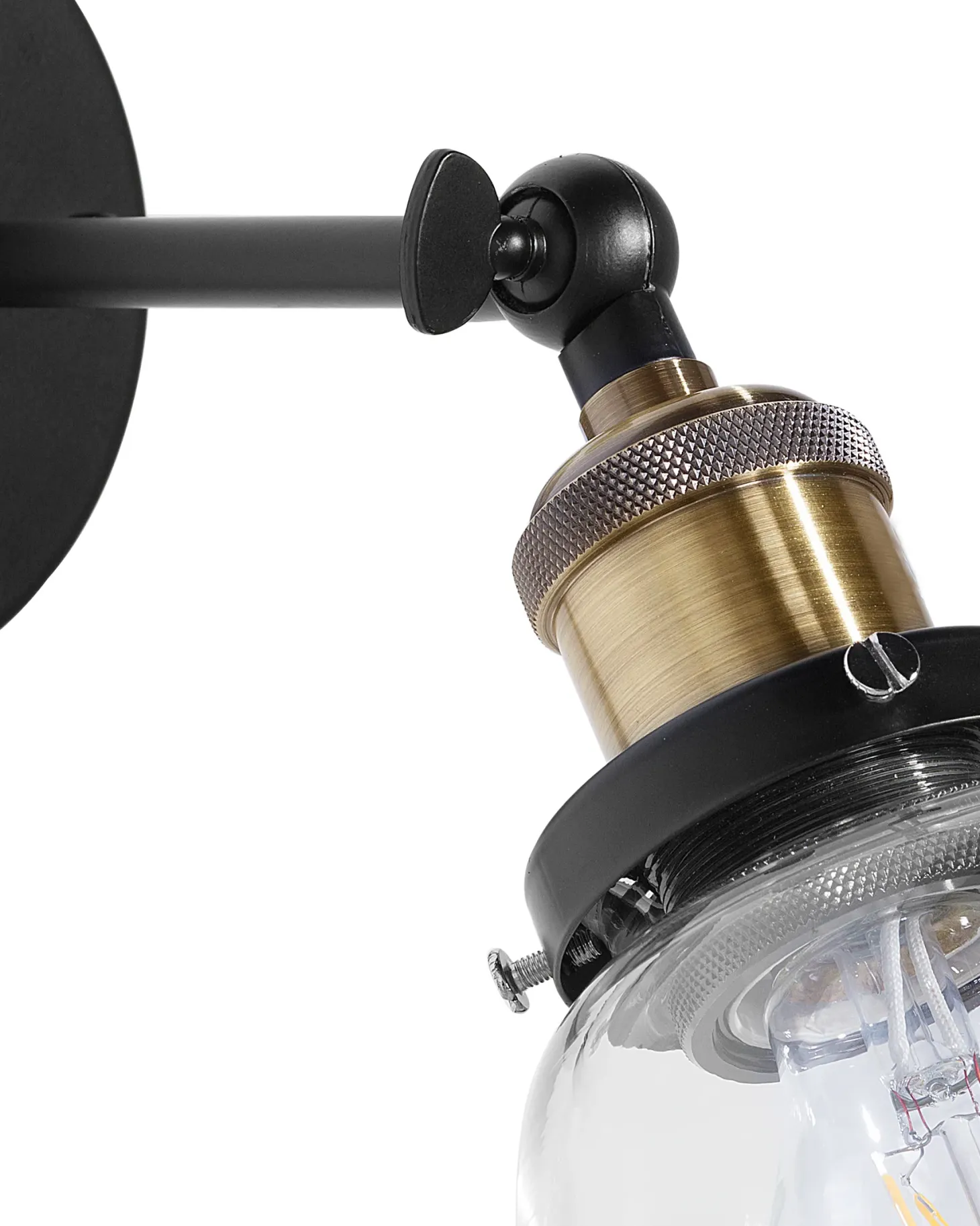 Zestaw 2 lamp ściennych LOVAT Przezroczysty Czarny Metal Regulowana