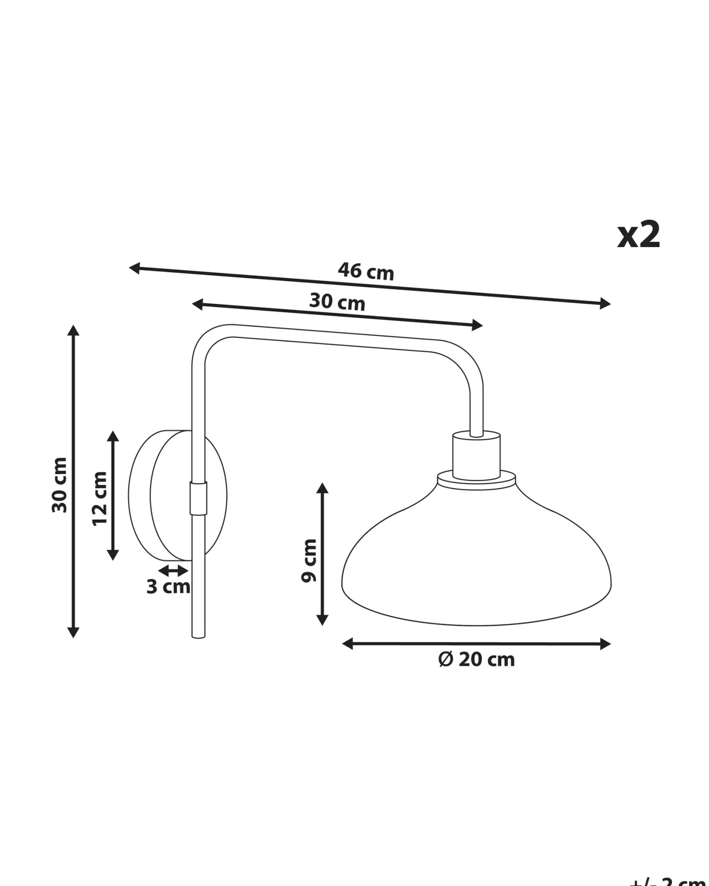 Zestaw 2 lamp ściennych MOLINO Złoty Metal