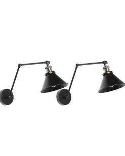 Zestaw 2 lamp ściennych NARVA Czarny Metal Regulowana